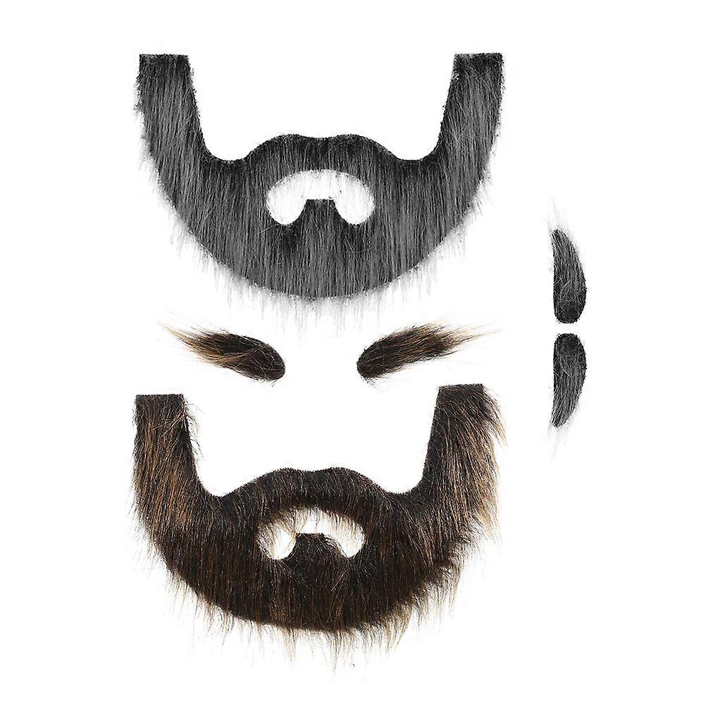 Fake Beard and Eyebrows Set for Halloween Costume with 2 Costume Pieces