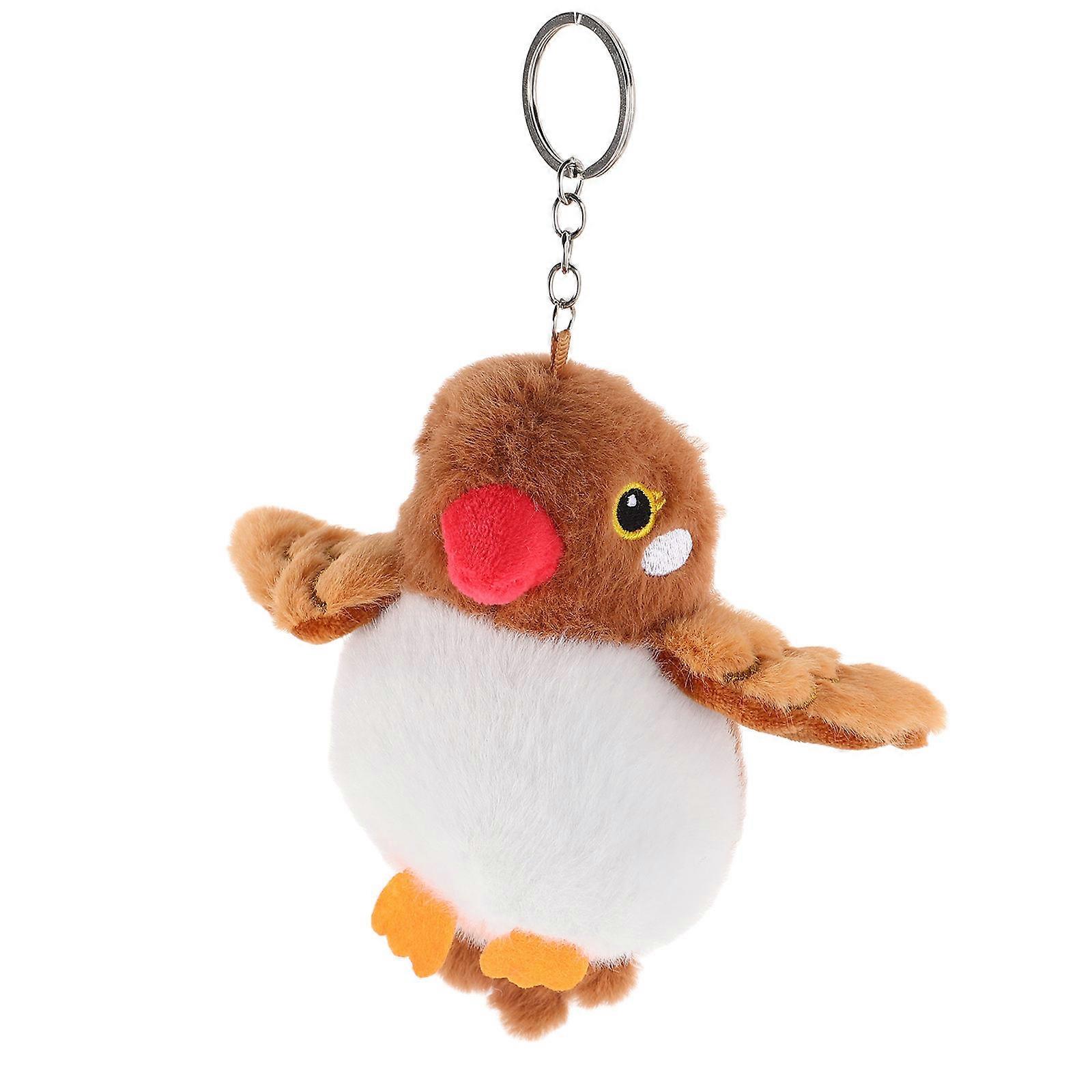 Adorable Parrot Plush Keychain Pendant for Party Favor 5Pcs Light Brown