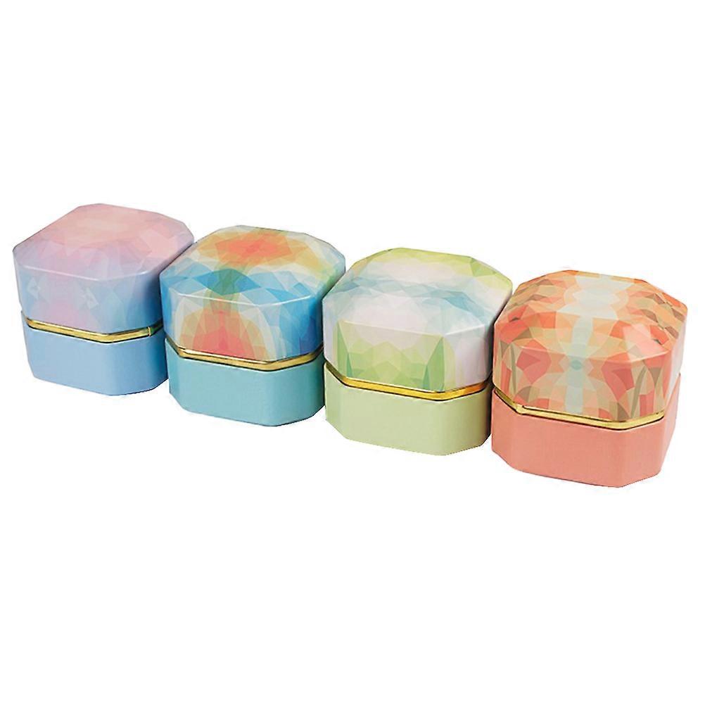 Empty Tea Tin Loose Leaf Tea Canister Home Storage Holder Orange Assorted 3.3×3.3×3.3in Dry And Hygienic Storage 4Pcs