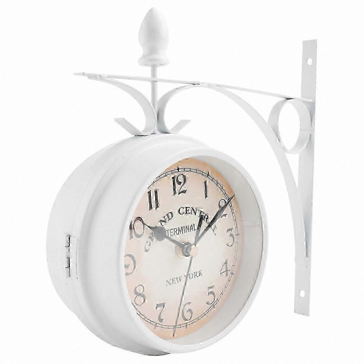 Vintage Double-Sided Wall Clock with Round Chandelier Design Retro Iron Hanging Timepiece