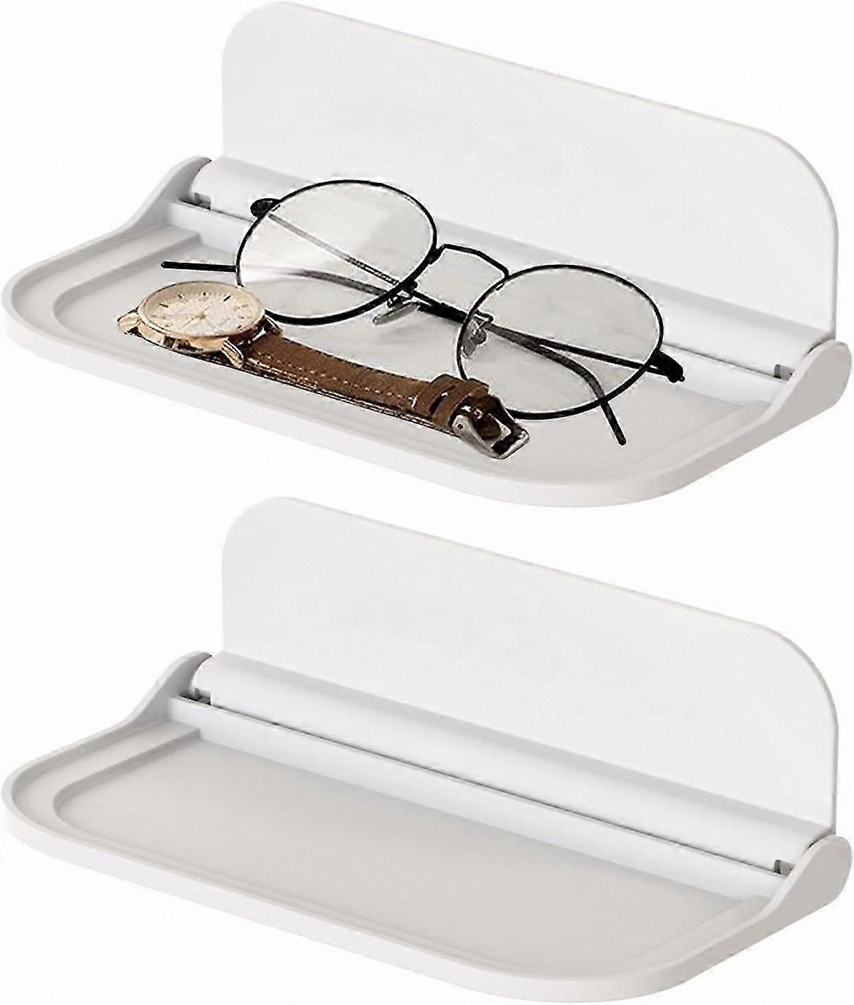 Set of 2 Floating Shelves, Self-Adhesive Wall Shelves for Bathroom, 18x14cm, Easy to Install Decorative Storage Solution