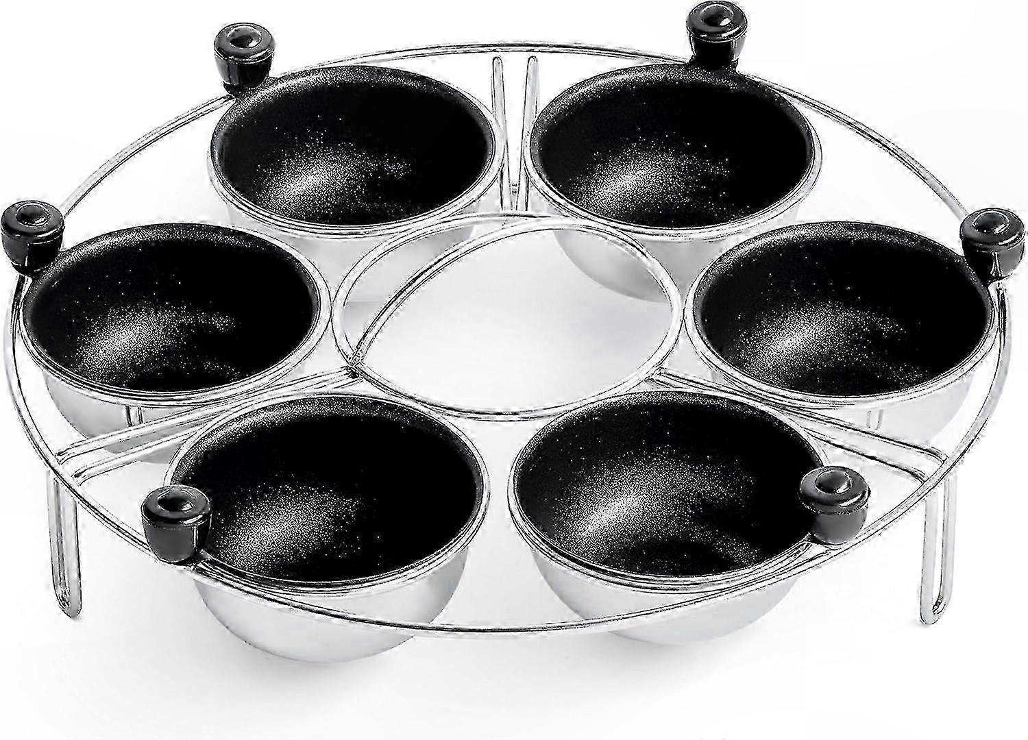 Stainless Steel Egg Poacher Rack with 6 Nonstick Cups for Perfect Poached Eggs