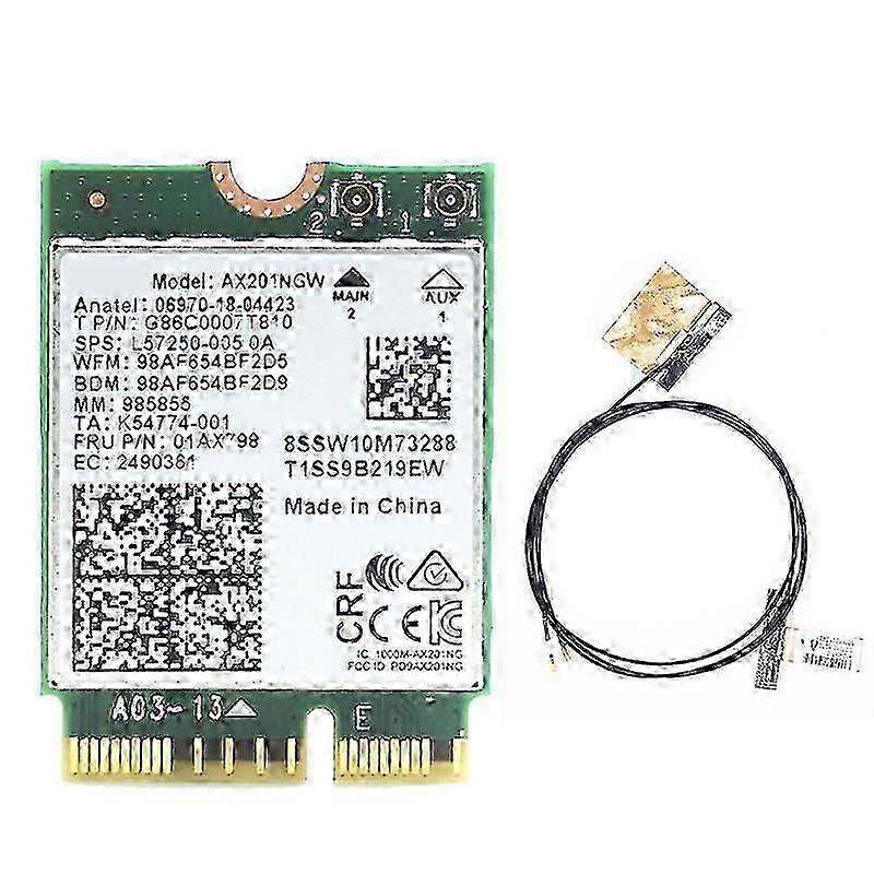 AX201 AX201NGW WiFi Card with 2XAntenna M.2 CNVio2 2.4 Ghz/5Ghz WiFi 6 3000Mbps Bluetooth 5.1 WiFi A
