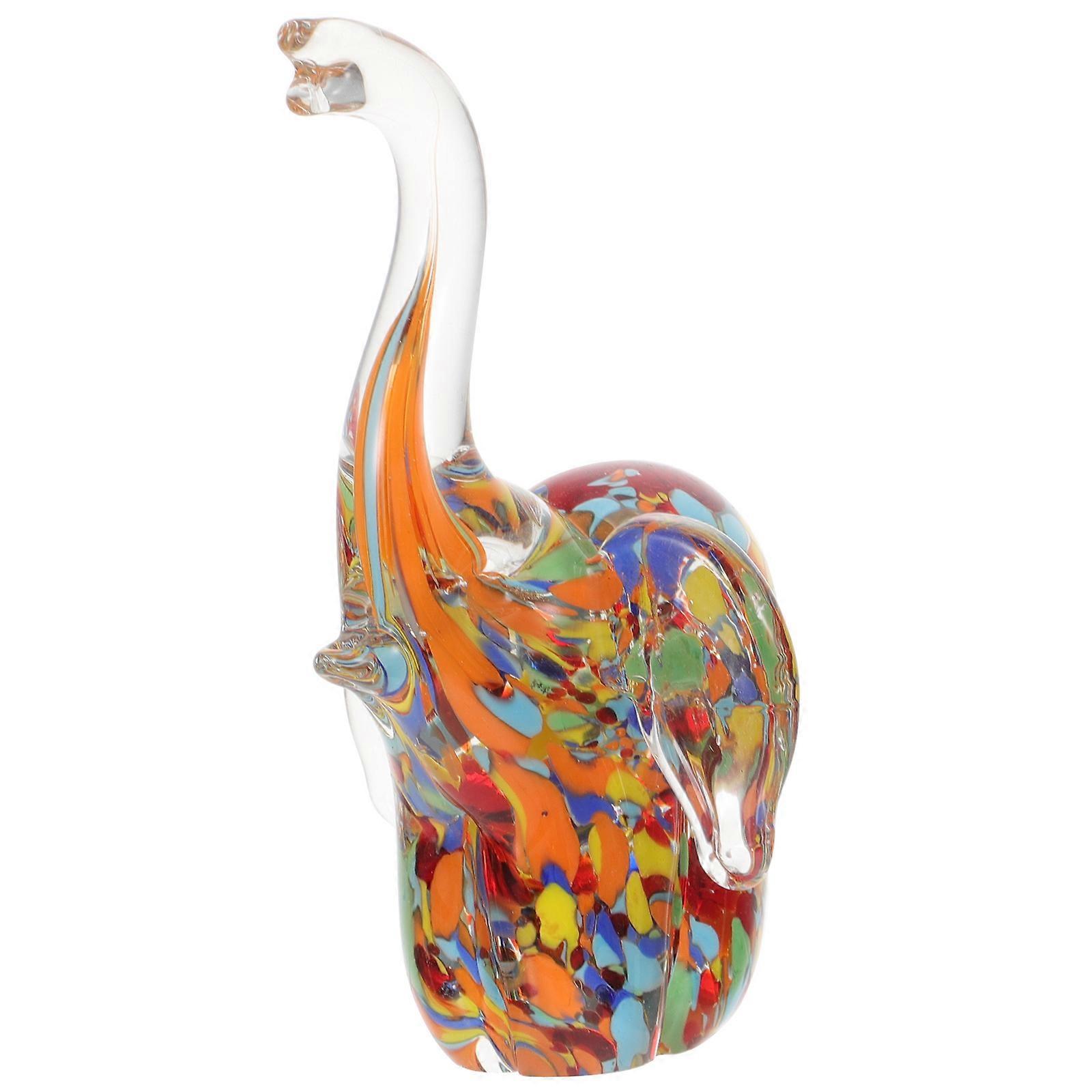 Creative Glass Artware Elephant Model for Gift Ornament 2Pcs