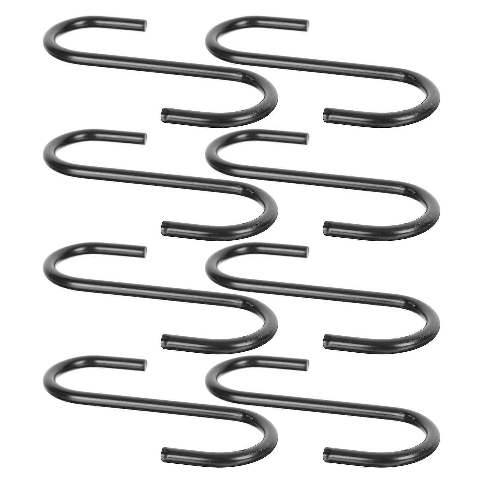 Hanging S Hooks 8Pcs Black S-Shape Hooks For Home Kitchen Use 9.50X7.50X0.50CM Simple Design Organizers