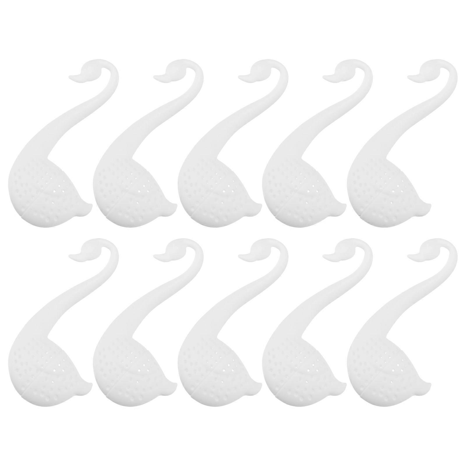 10Pcs Tea Infuser Strainer Swan Shape For Home Use Office Use Restaurant Use And Tea House Use Made Of PP Material In White