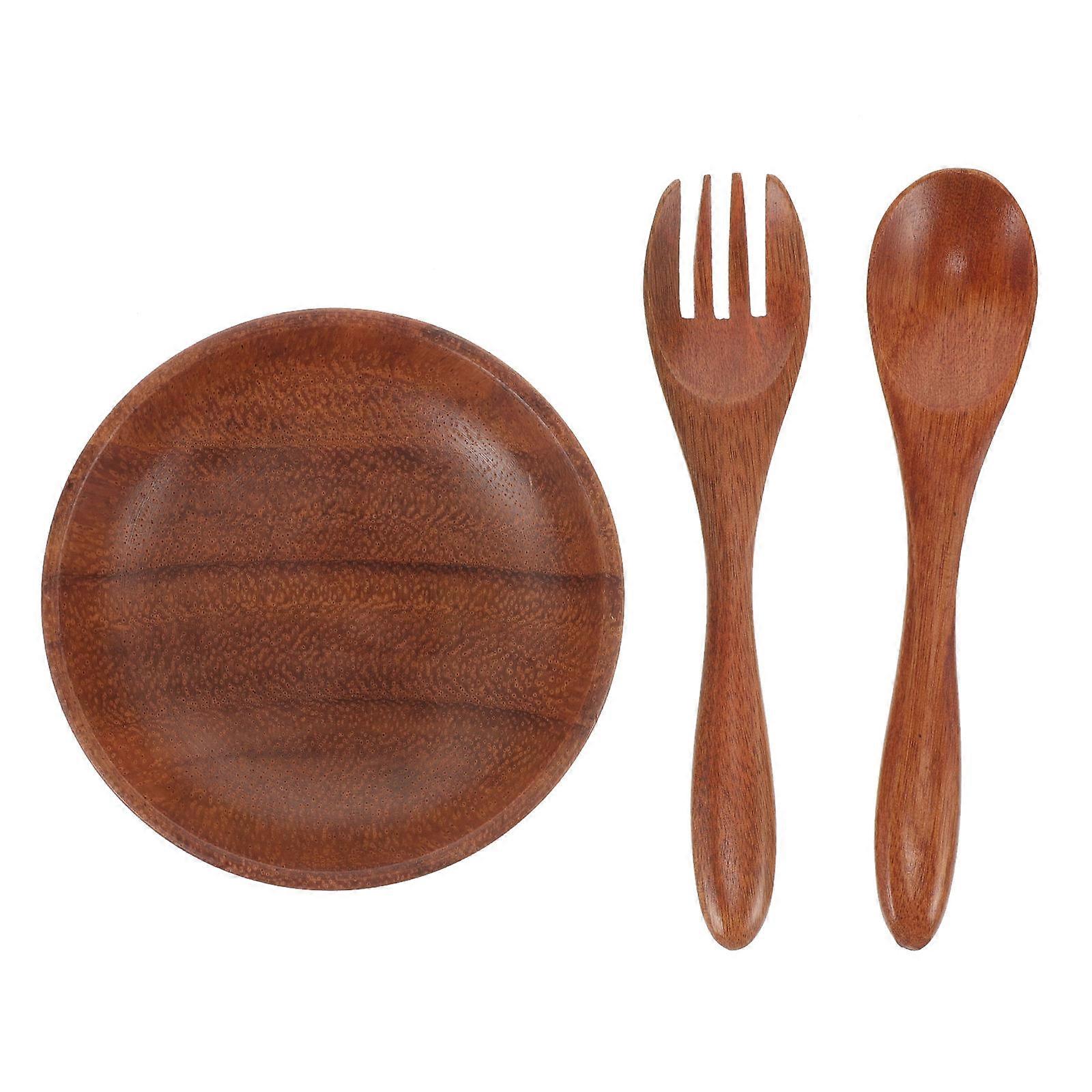 Japanese Style Round Salad Bowl Set For Home With Spoon And Fork 3 Sets Certified Food Storage