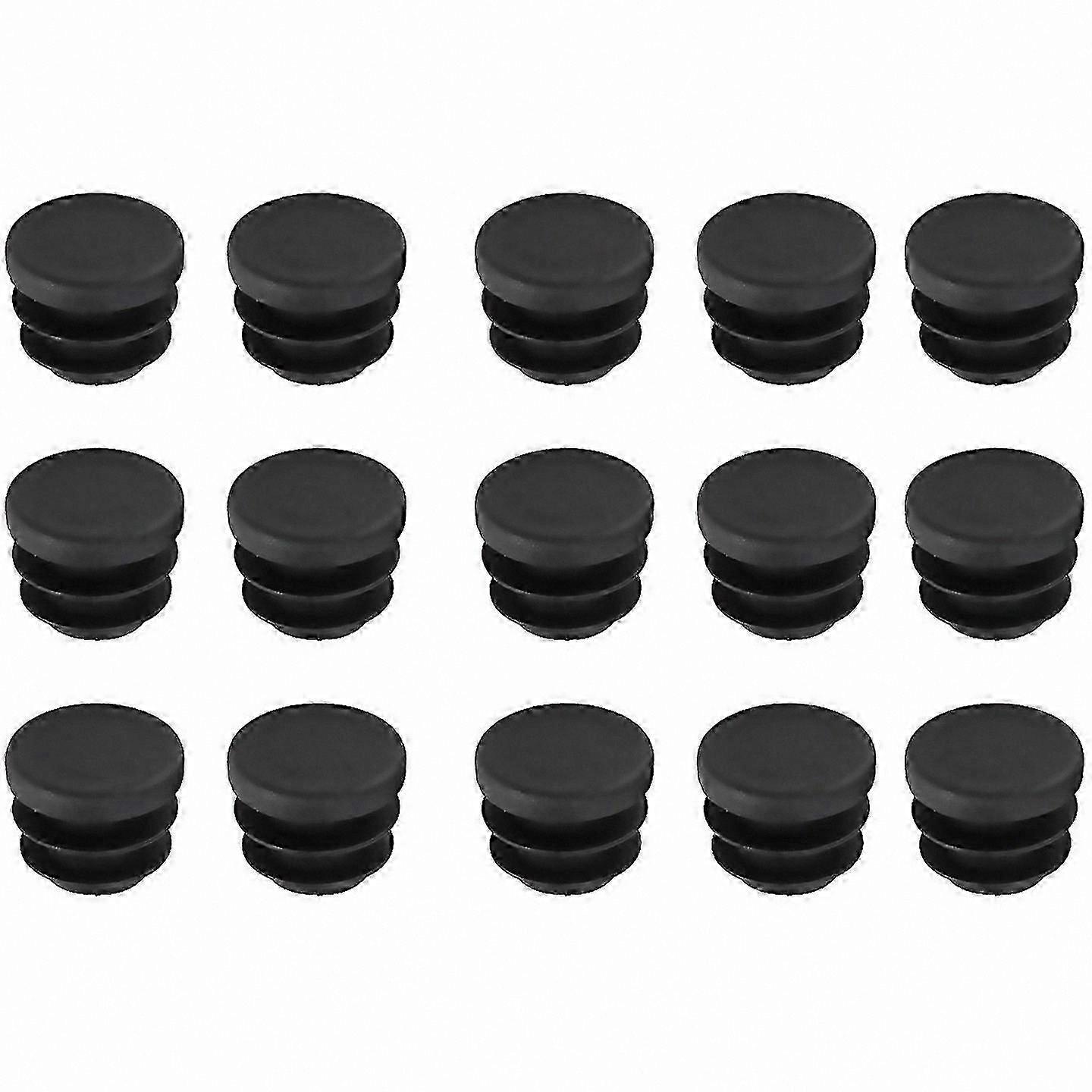 15-Pack Black Plastic End Caps for 16mm Round Tubes