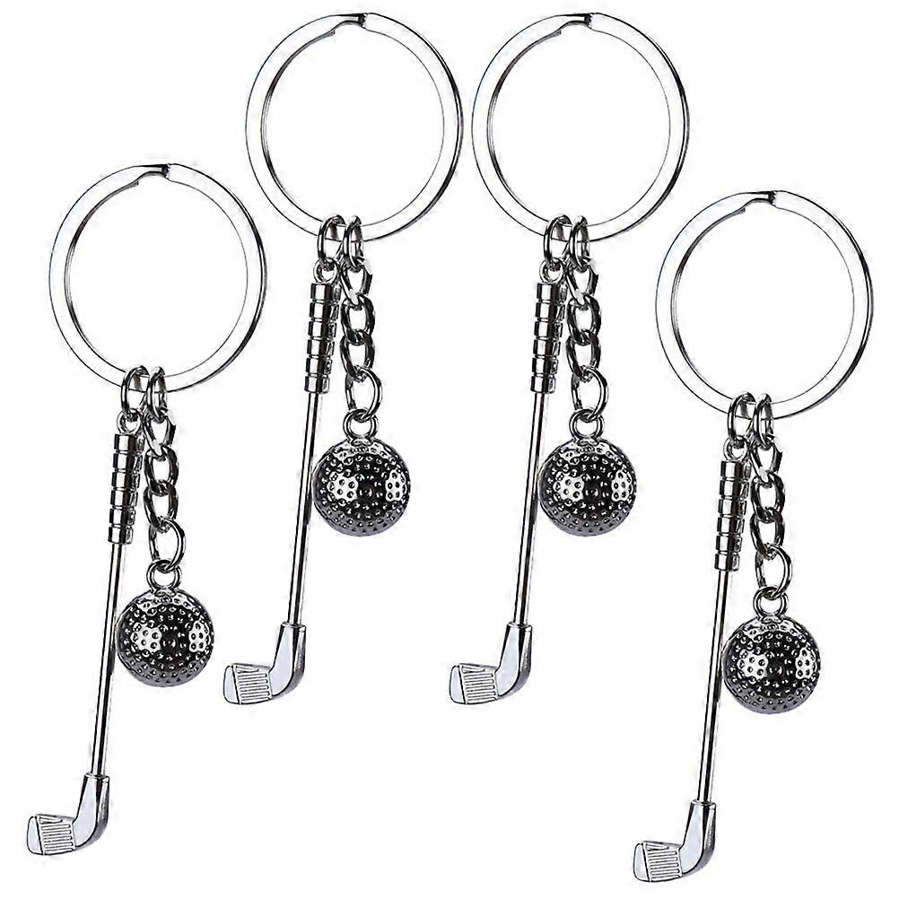 Silver Golfing Keychain for Hanging Keys 4Pcs Zinc Alloy Material