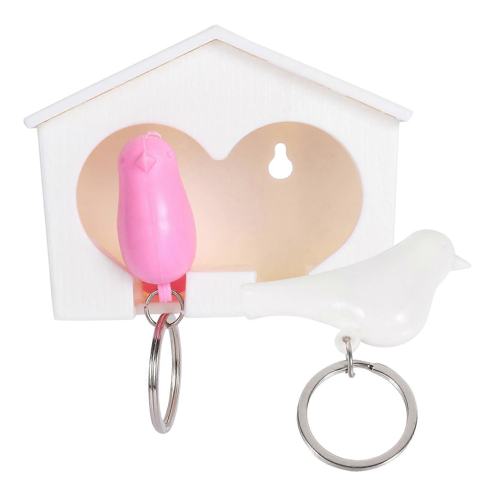 Wall Mount Birdhouse Key Ring Holder for Home Use 2Sets White Holders