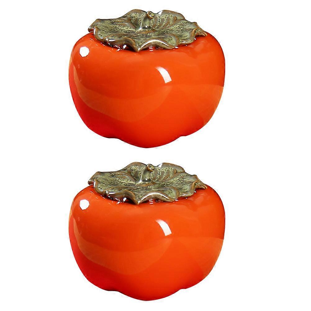 Tea Canister Ceramic Jar for Storage 4Pcs Creative Persimmon Spice Jars