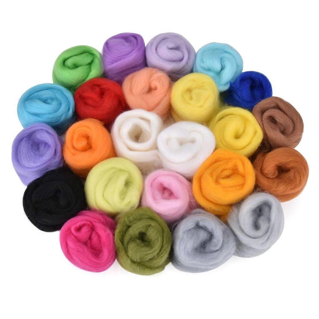 DIY Colors Fibre Wool Yarn Roving Set for Needle Felting Mat Starter Craft