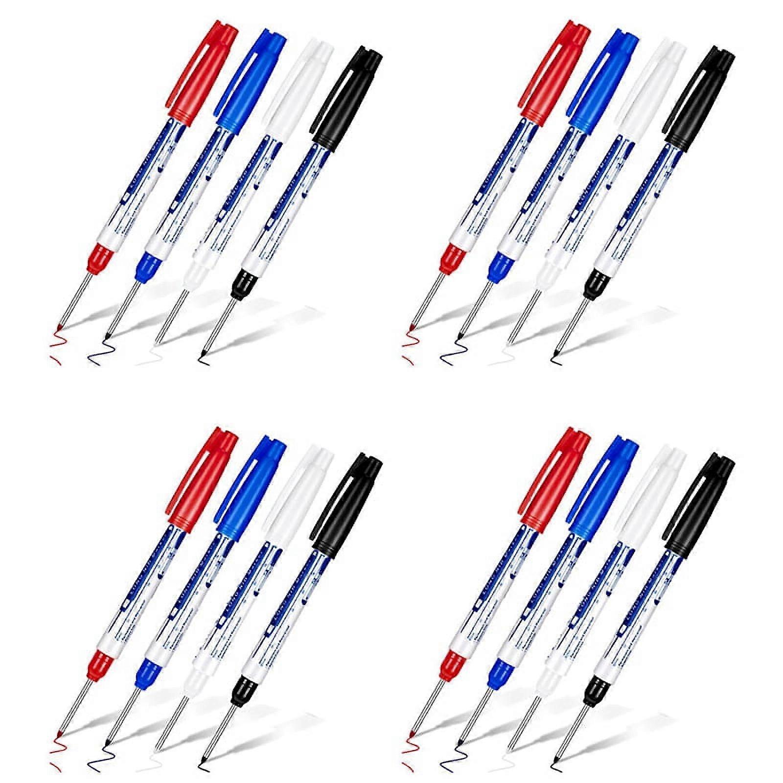 16 Pcs Deep Reach Markers Long Nose Marker Waterproof Deep Hole Marker 30 mm Reach Permanent Markers, 4 Colors