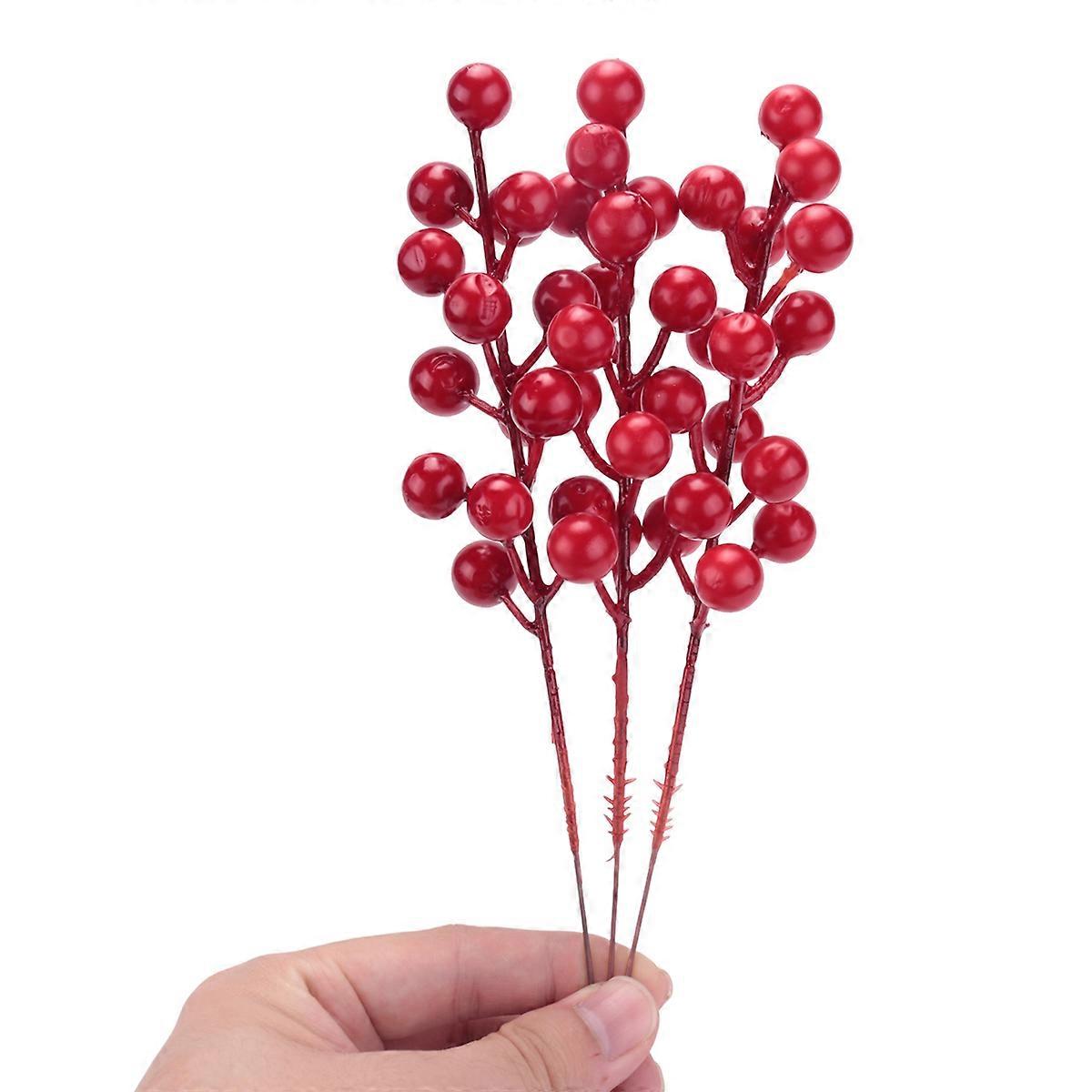 Artificial Christmas Red Berries Stems for Christmas Tree Ornaments