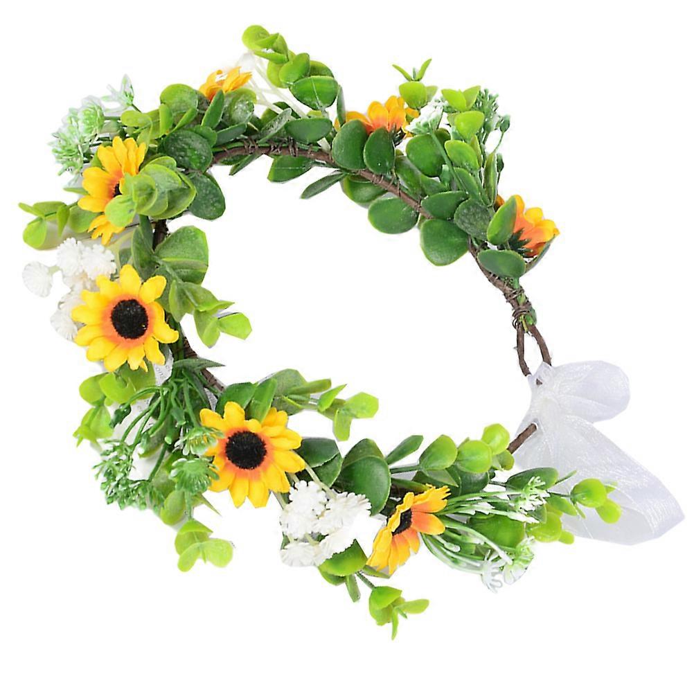 Flower Headpiece Artificial Sunflower Headband for Decor 2Pcs