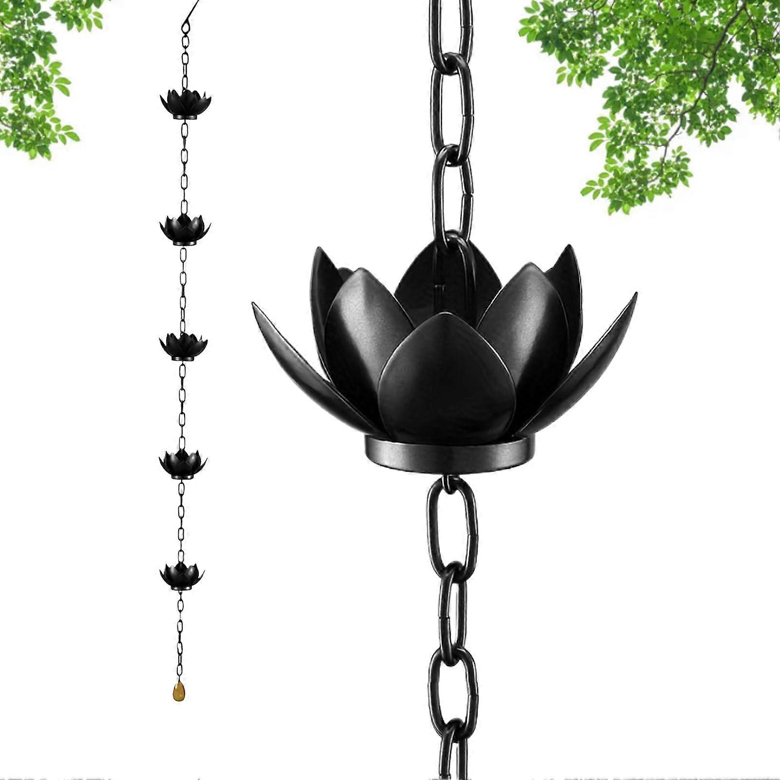Rain Gutter Chains Lotus Style Downspout Compatible Rain Catcher Garden Decor For Homeowners