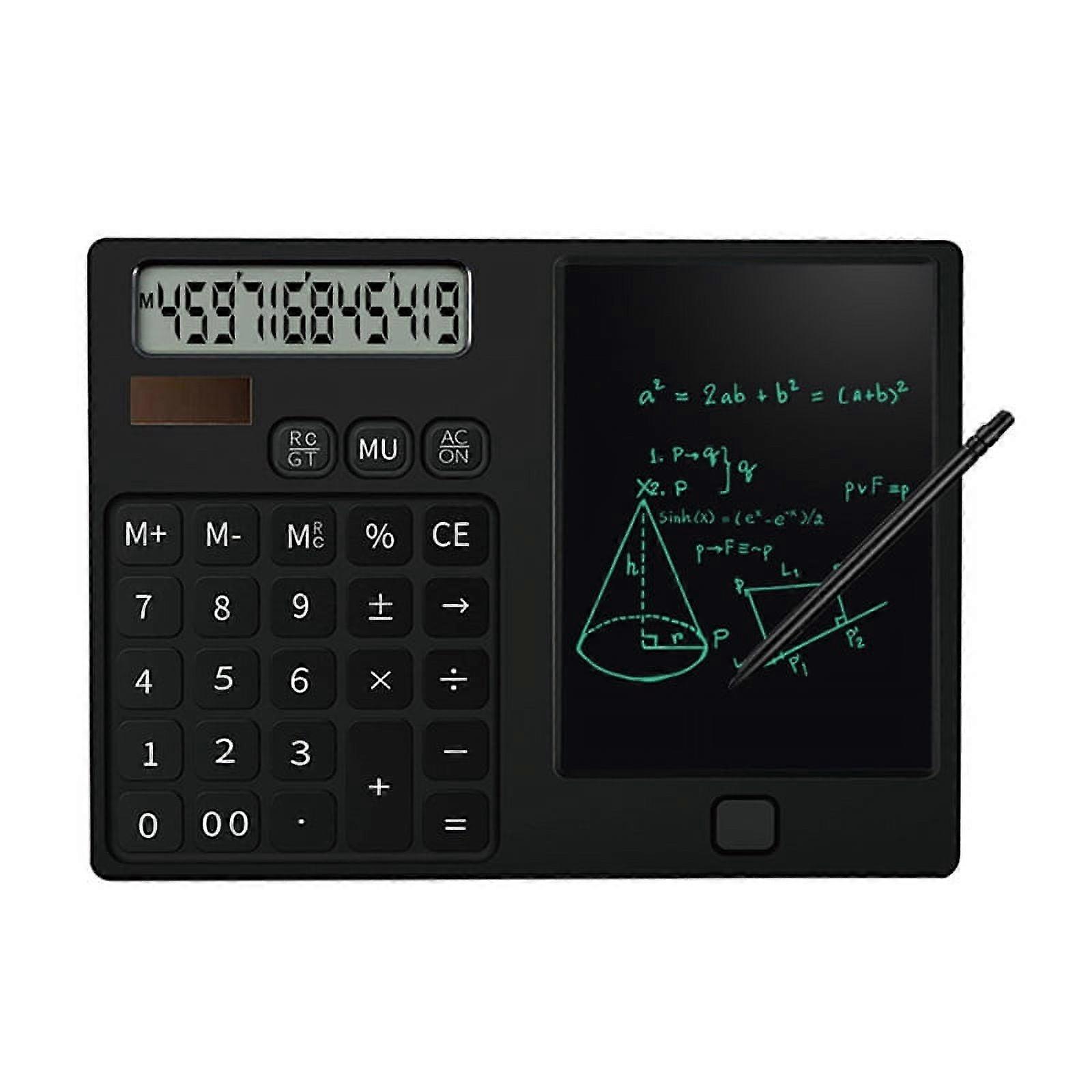 Calculators,12-Digit Display Pocket Desktop Calculator with Erasable Wiriting Pad for Student School Black