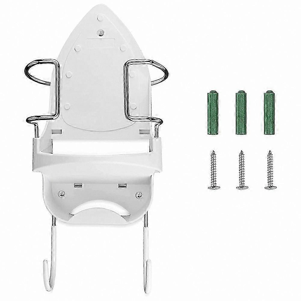Wall Mounted Ironing Station with Removable Hooks for Iron and Board Storage Organizer Shelf
