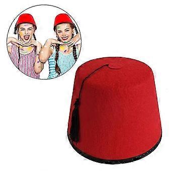 Moroccan Red Fez Hat with Black Tassels for Men - Turkish Egyptian Style