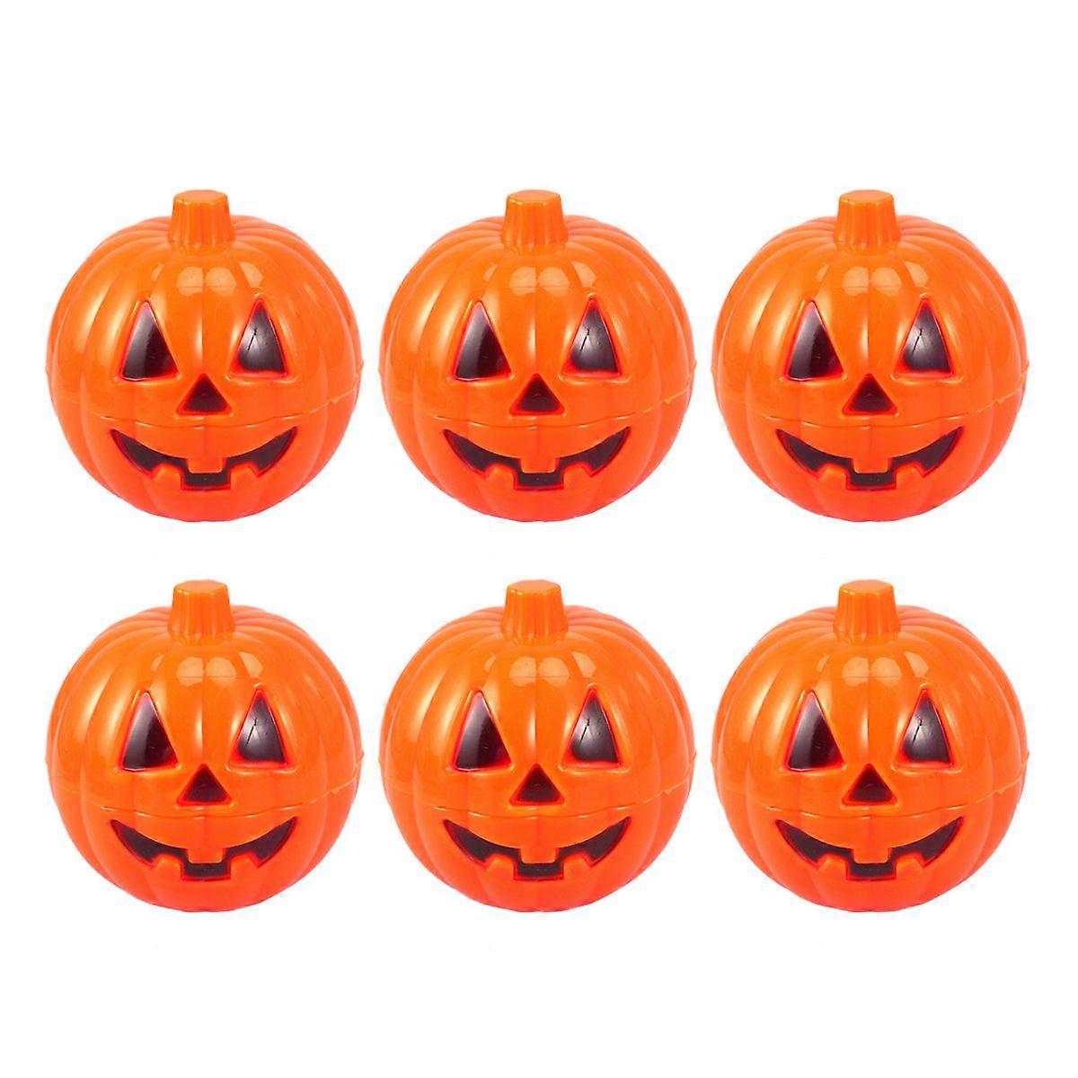 6pcs Plastic Pumpkin Shaped Storage Box Case Container Halloween Mini Gift Holder Props (Yellow)