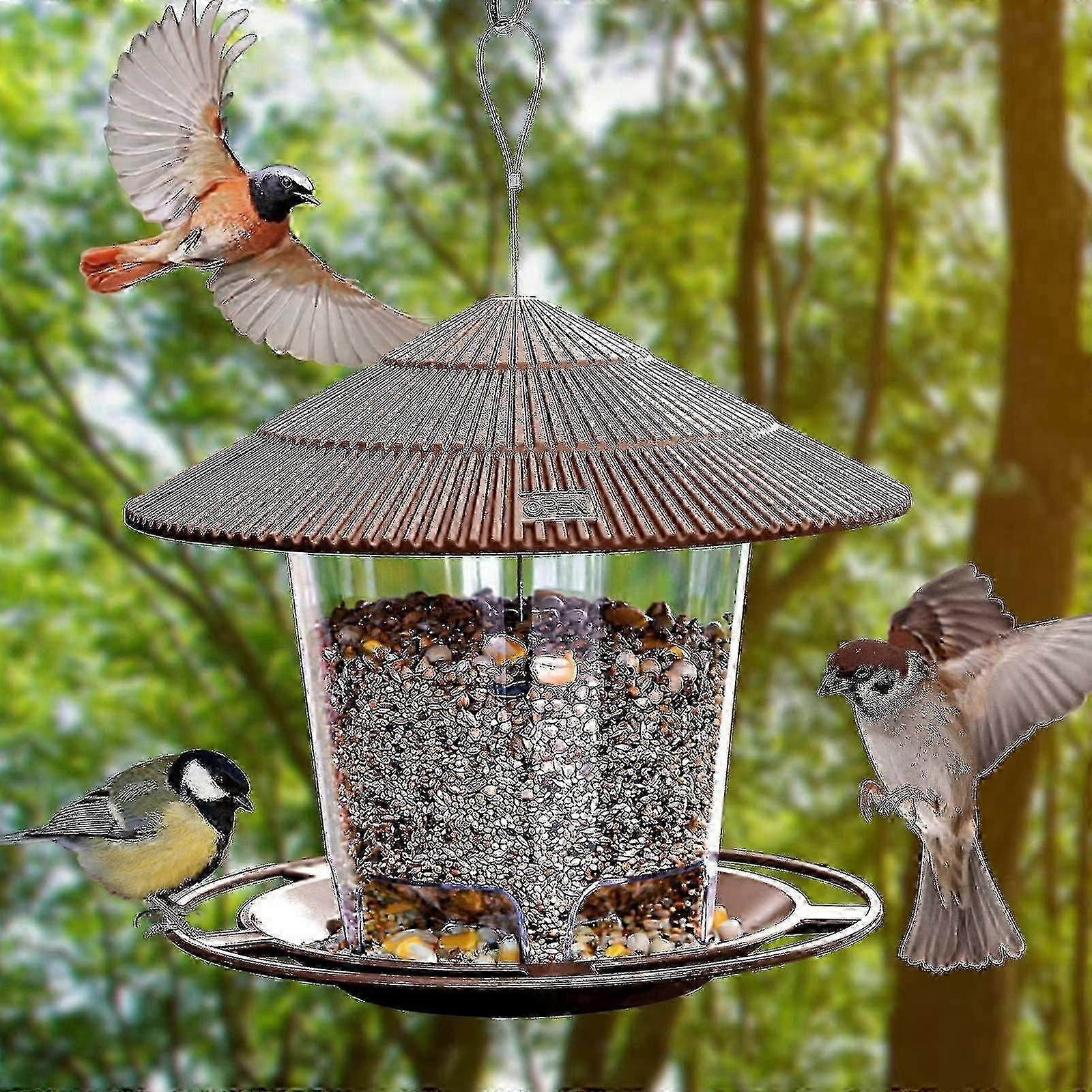 Weatherproof Bird Feeder House - Hanging Wild Bird Feeder In Brown