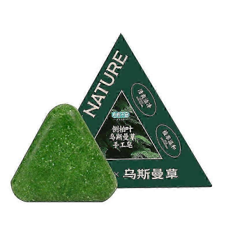 Șampon solid Nature Triangle, Șampon Nature Seven Green Soap, Șampon solid natural cu iarbă Usman, Întărește părul pentru creșterea părului