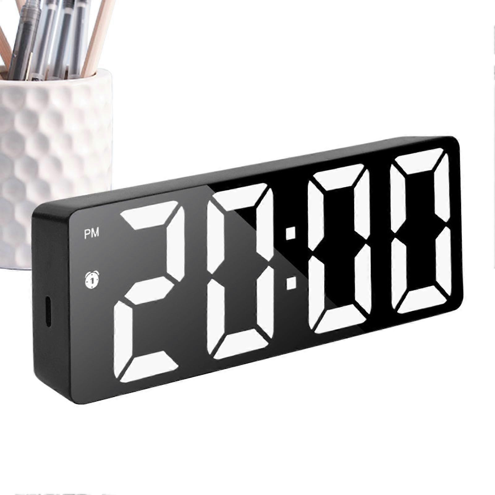 Luminous Mirror Clock Digital Alarm Clock Bedside LED Mirror Display Large Desk Clock Electronic Clock Date Temperature
