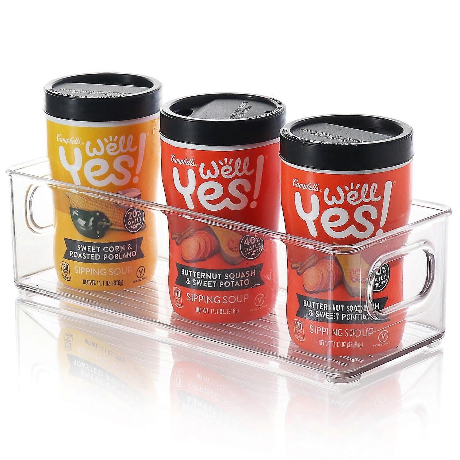 Clear Storage Bins with Handles Stackable Fridge Freezer Pantry Organizer Bins