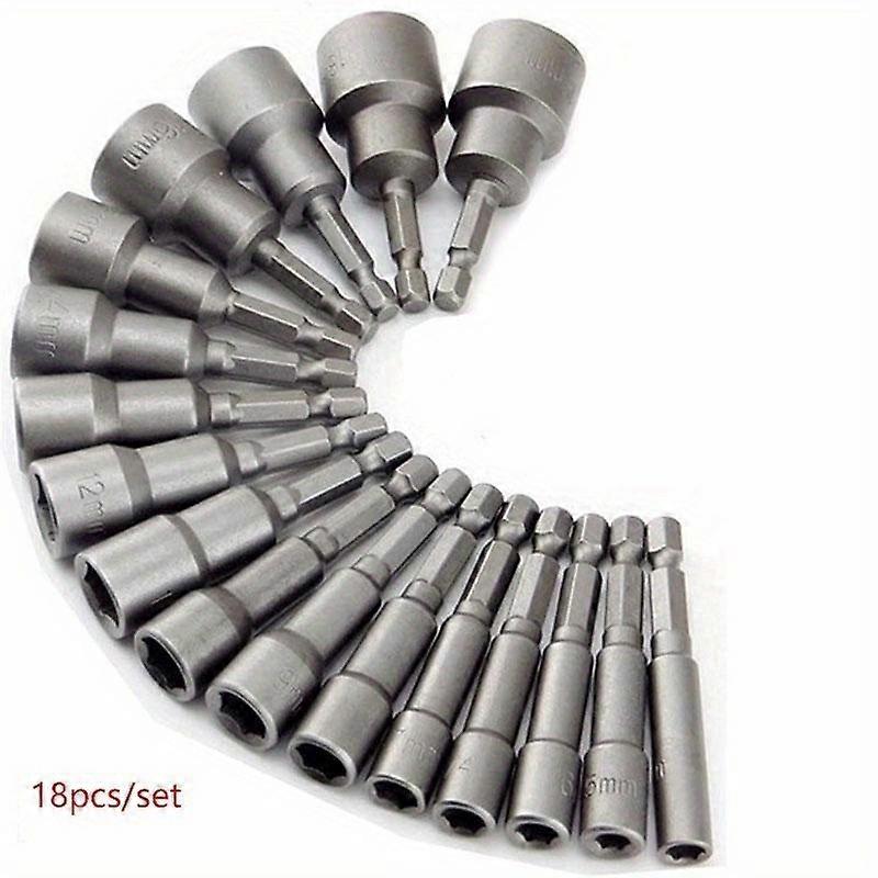 5mm-13mm Hex Sockets Sleeve Nozzles Nut Driver Set 9/18pcs Screwdriver Bits Tools Socket Wrenches for Home Repair