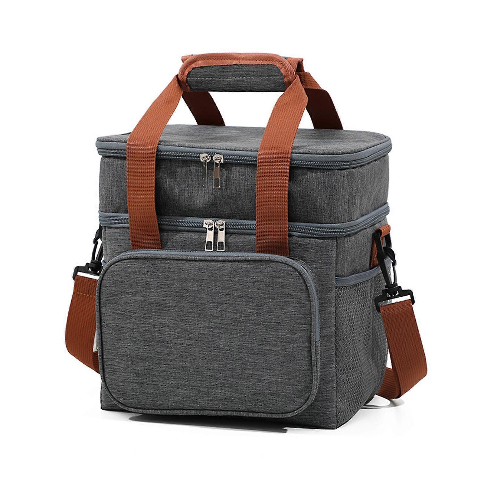 Large capacity ice pack double-layer outdoor insulation bag  Gray