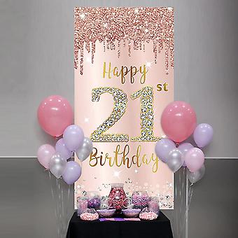 Gartenschilder-Set Zum 21. Geburtstag – 7-teilig, Schwarz-gold, Mit Heringen, Für Hofdeko