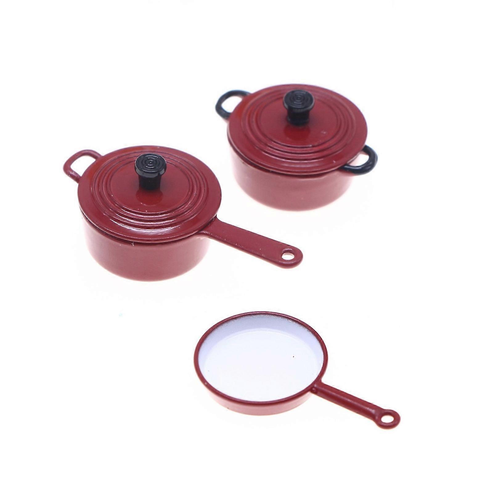 Enamel Coated Miniature Cookware Set For Doll House Accessory Kitchen Scene Furniture Model Project Display Decoration Multicolor