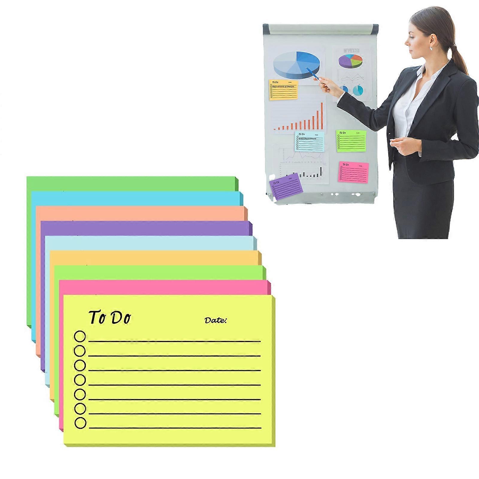 9 Pieces Sticky Note Papers Self-ashesive Note Pad Lined Memo Pad Colorful Sticky Notes Reminder on Fridge Door Compute Multicolor