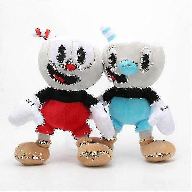 2pcs/set 10" Cuphead Plush Mugman Mecup And Brocup Stuffed Doll-p