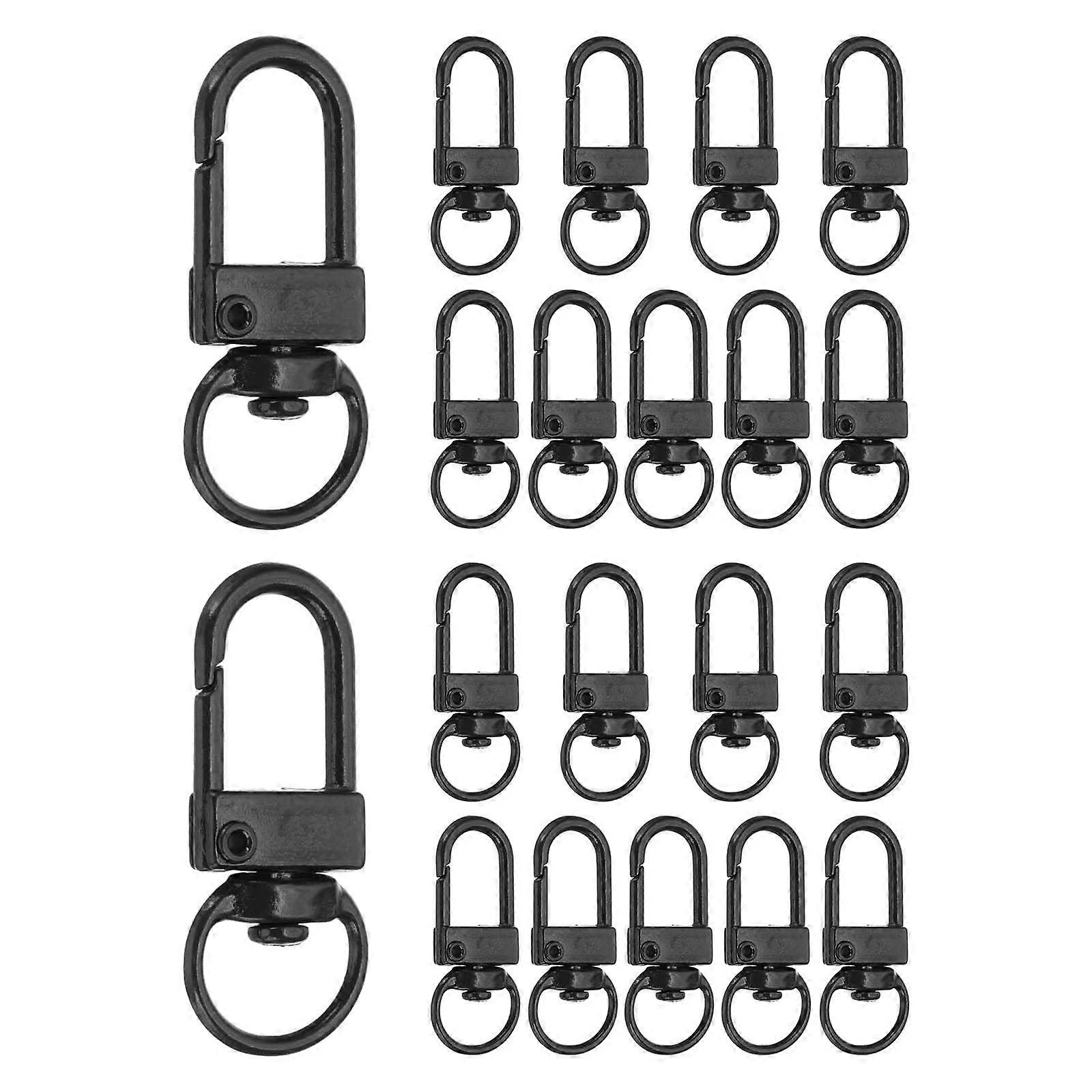 Metal Lobster Claw Clasps 20 Pack Swivel Lanyards Trigger Snap Hooks Keychain Clips With Key Rings Black