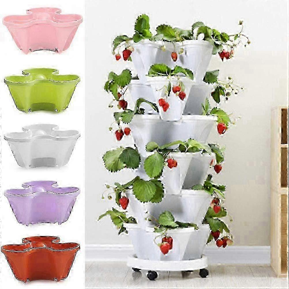 Plastic Multi-Layer Strawberry Planter with 3D Flower Pot Design