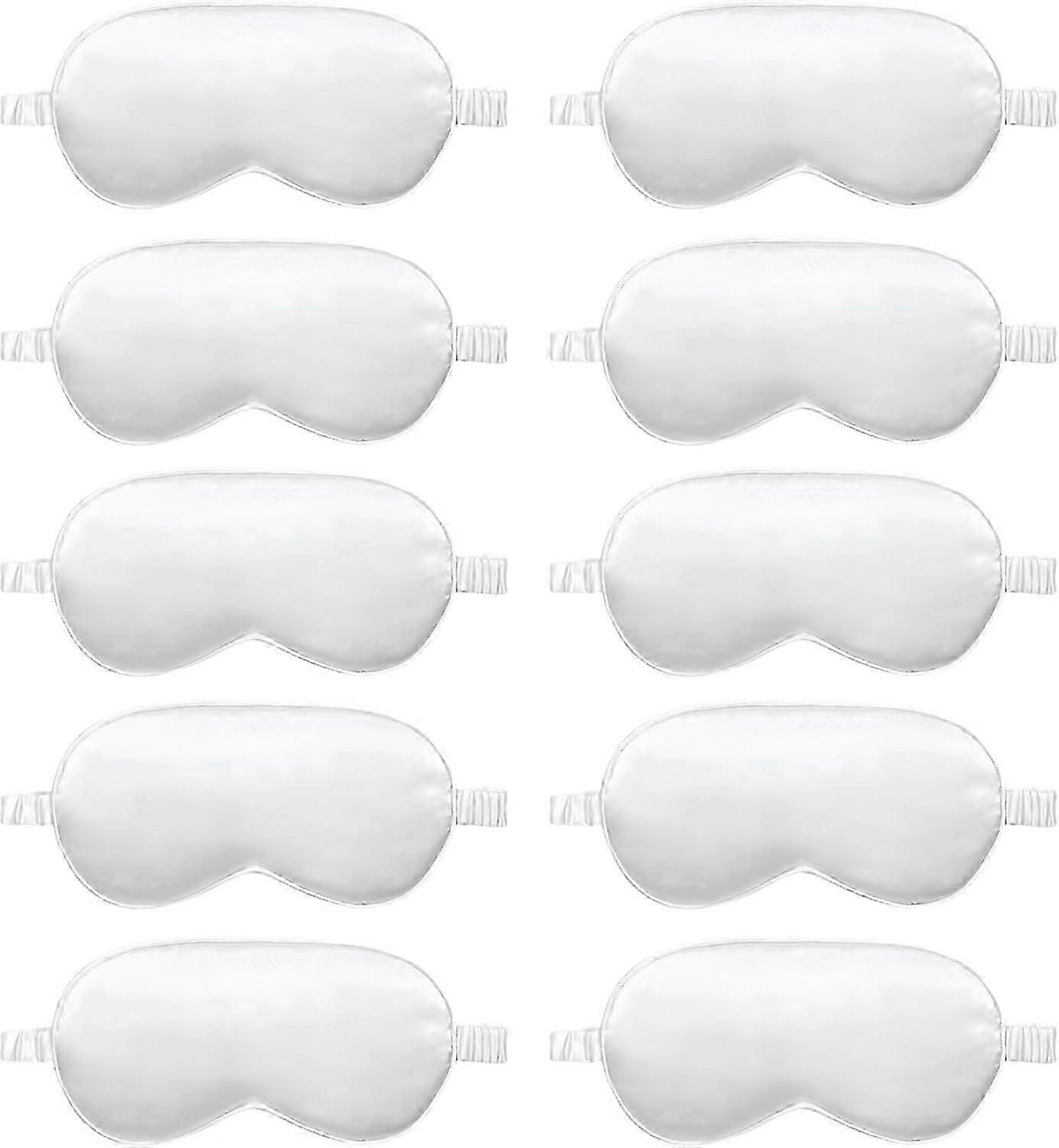 10-pack ögonmasker för sömn, sidenögonmasker för nattsömn, kontor, resor, partyspel, för män/kvinnor (vit) White_yyc