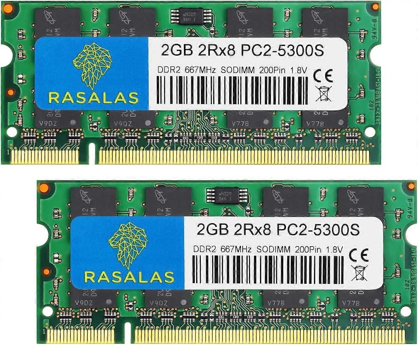 PC2-5300 DDR2 667 DDR2 4GB Kit (2x2GB) DDR2 PC2-5300 DDR2 Sodimm PC2-5300S 1.8V CL5 RAM Memory Modules for Intel, MAC,