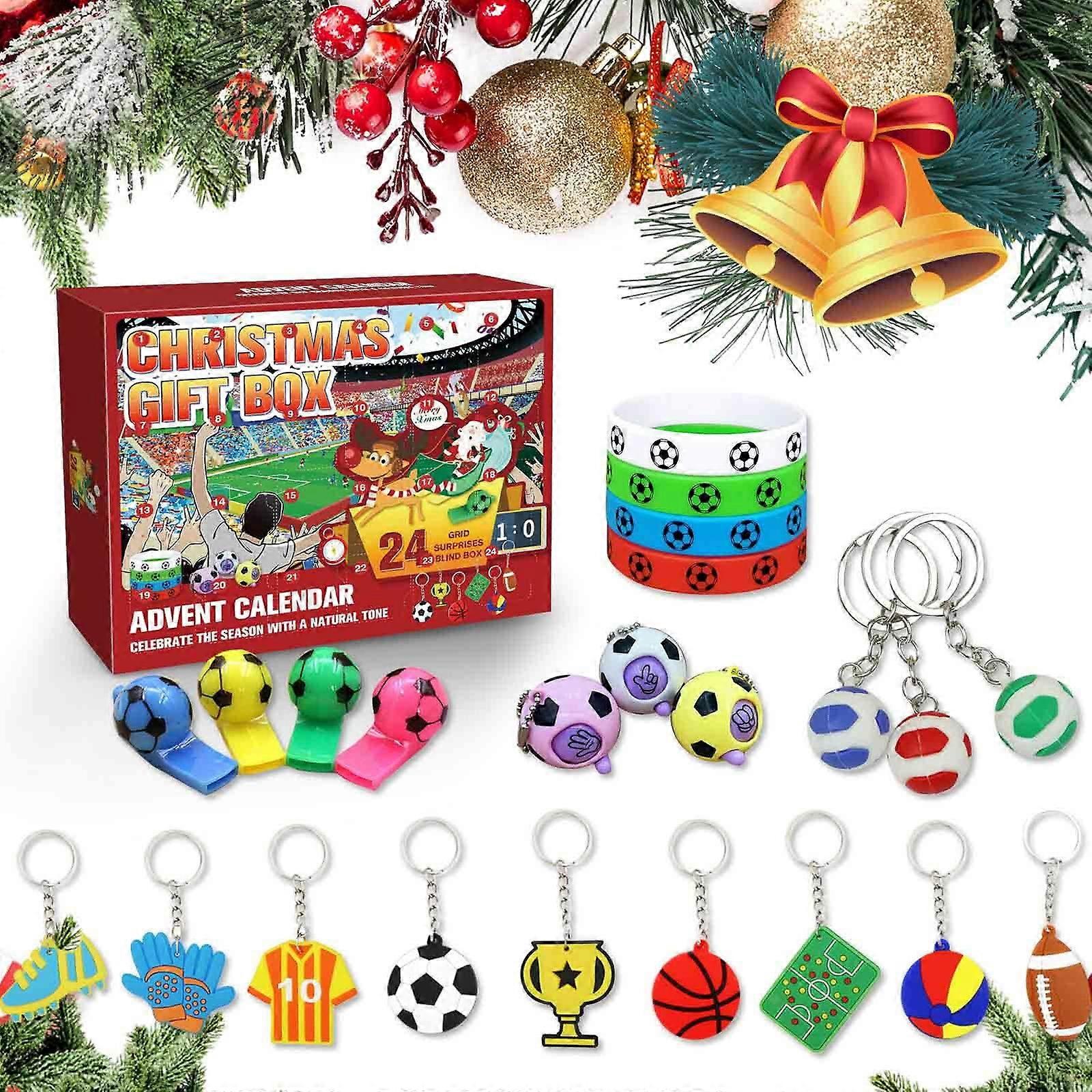Tarmeek Christmas Advent Calendar 24 Days Countdown with Football Toys, Compatible with Xmas Tree Ornaments