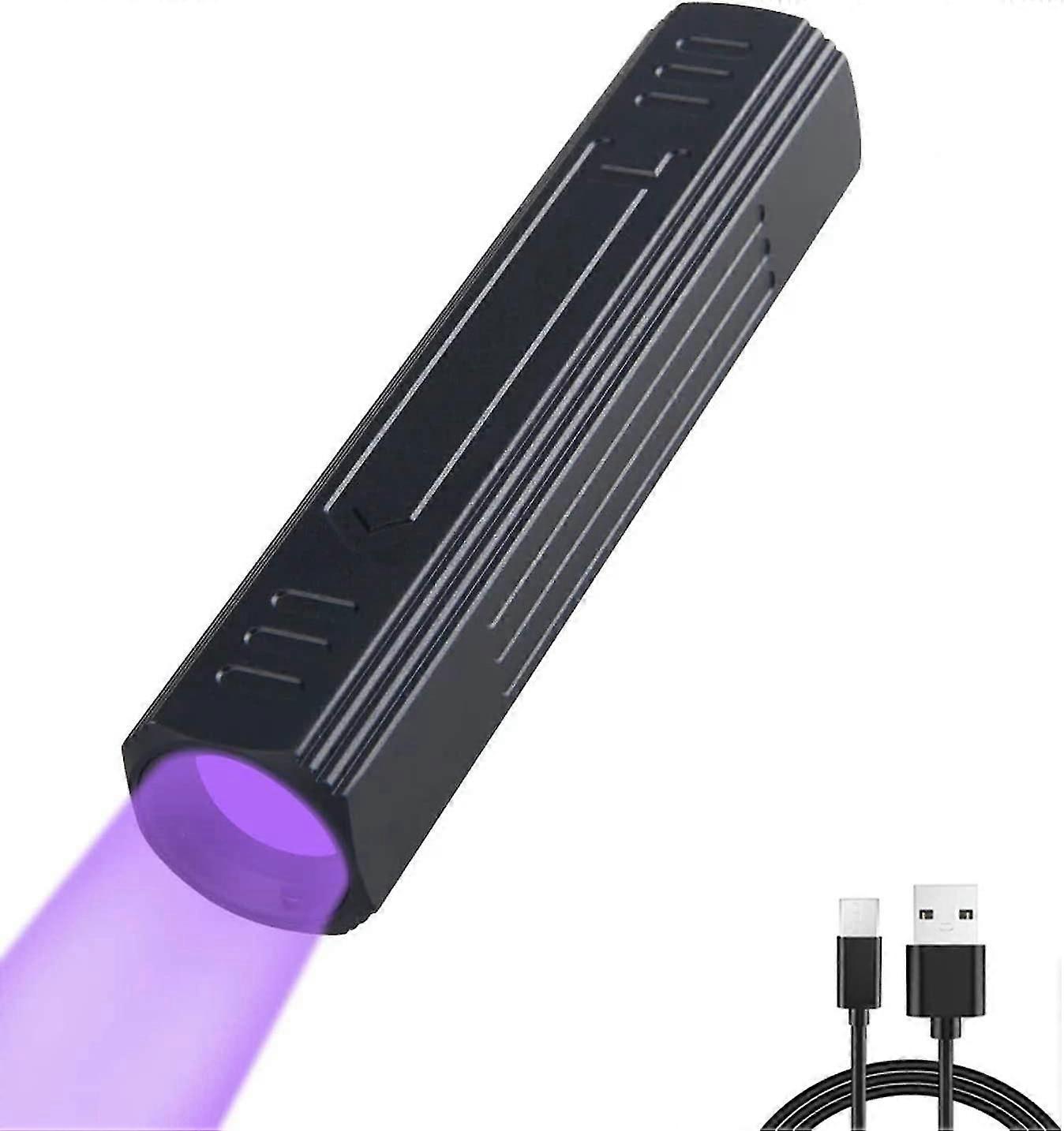 UV365nm充電式、ブラックフィルター付きプロフェッショナルUVトーチ、樹脂硬化/廃油/岩石/鉱物用LEDブラックライトトーチ（内蔵充電式）