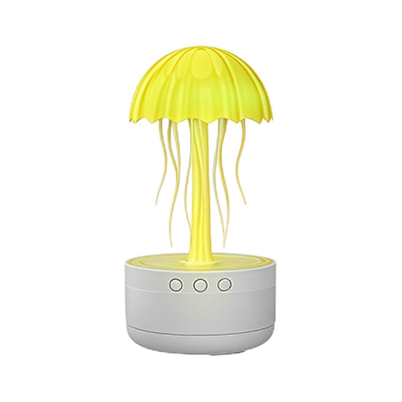 Quiet Whirling Cnidarian Humidifier 7 Color Mood Lighting 12H Continuous Fog Diffuser For Large Lodgings Office Bedroom Safety Auto Away  Yellow
