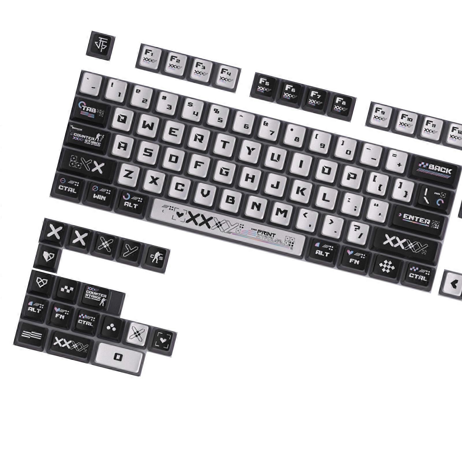 122 Key Puddings Keycaps Set Wear Resistant PBT Seamlessly Installation Color Light Enhances For Mechanical Keyboards Multicolor