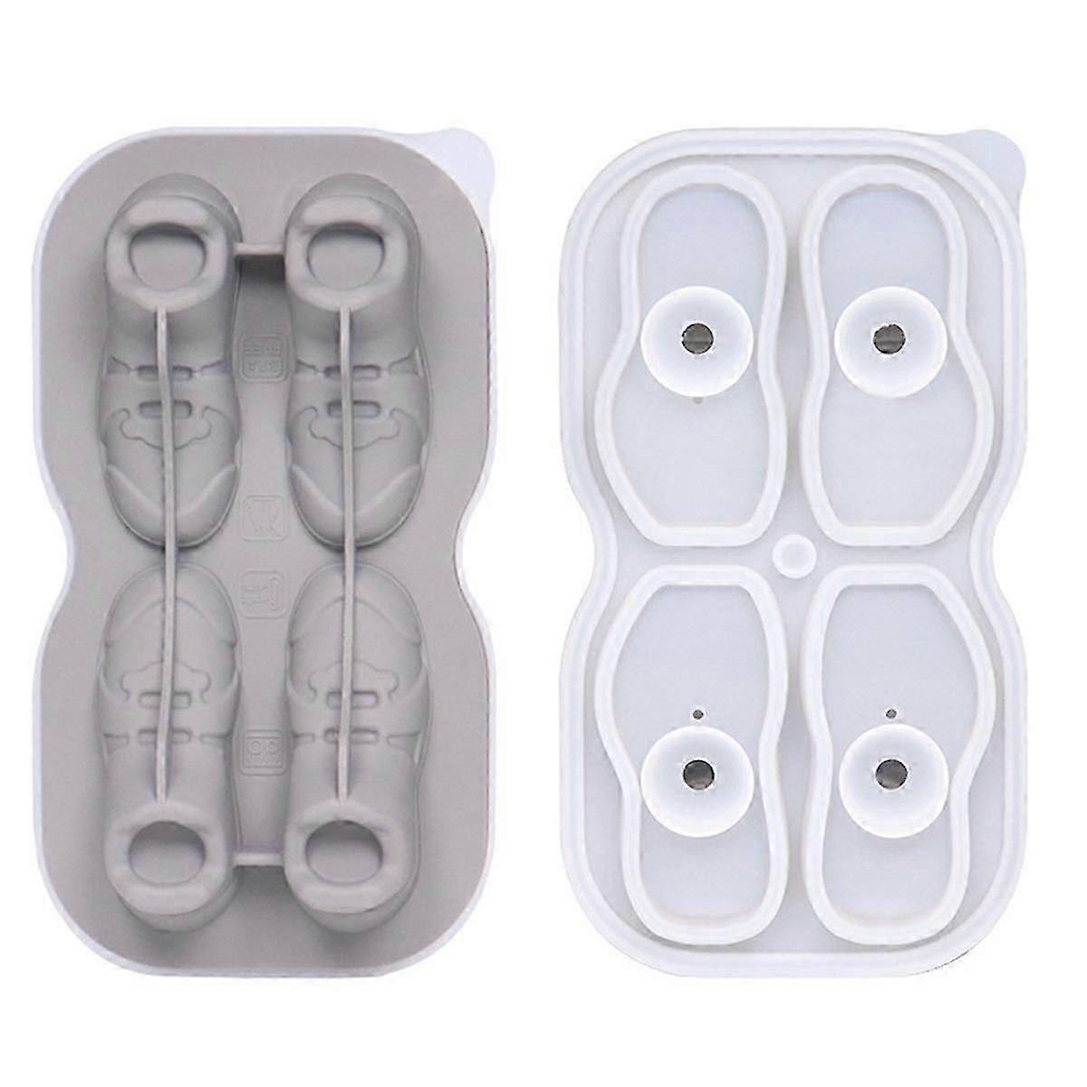 Shoe Ice-Cube Mold 4 Cavity Shoe Shape Ice-Cube Molds Reusable Fun Shape Ice-Cube Tray Easy Silicone Ice Ball Maker