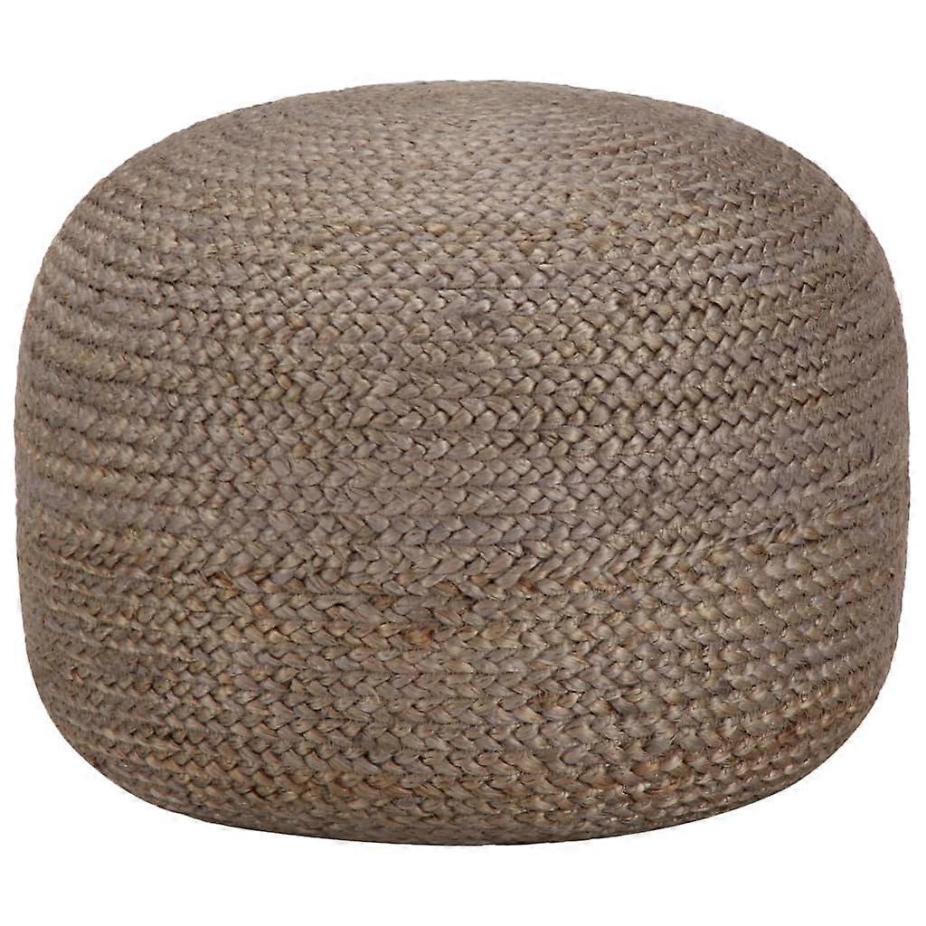 Handmade pouf light grey 45 x 30 cm jute