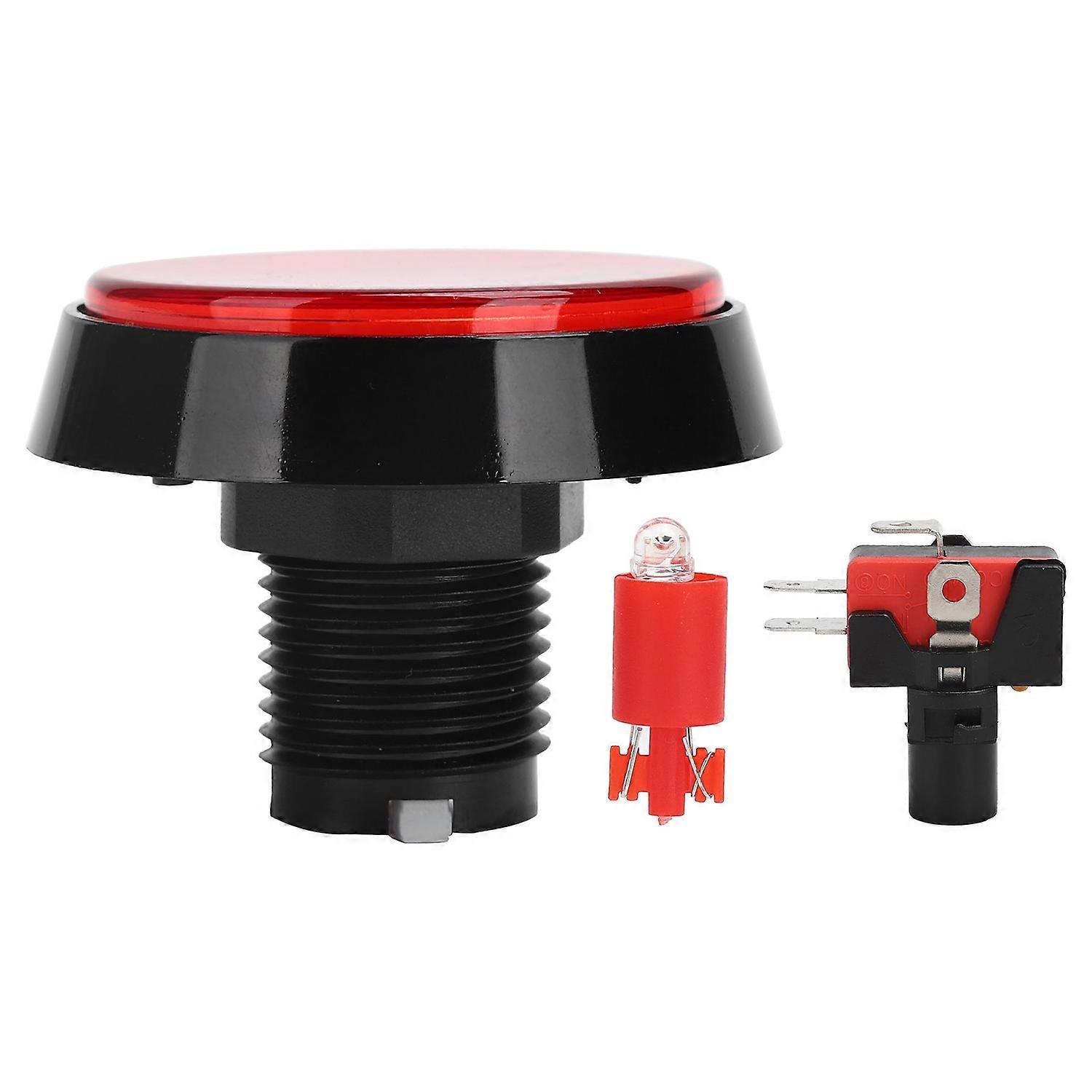 60mm Big Round Flat Button with LED Light 3‑Foot Switch for Crane Machine Game ConsoleRed