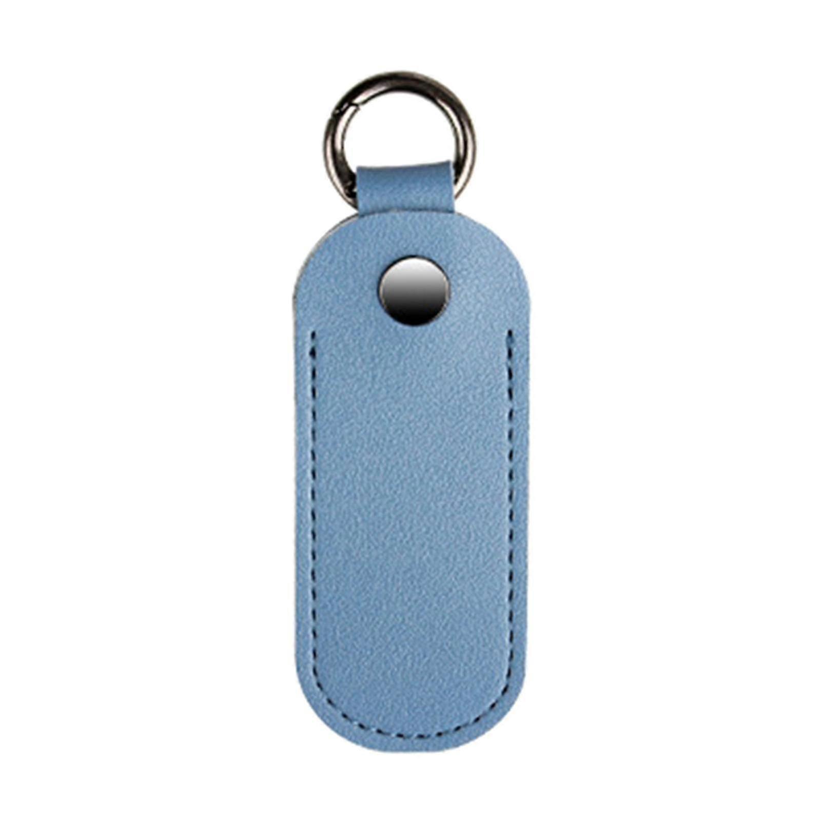 USB Flash Drive Case Microfiber Leather Dust Protective Cover with Metal Snap Closure Keychain Optional Color Gray blue