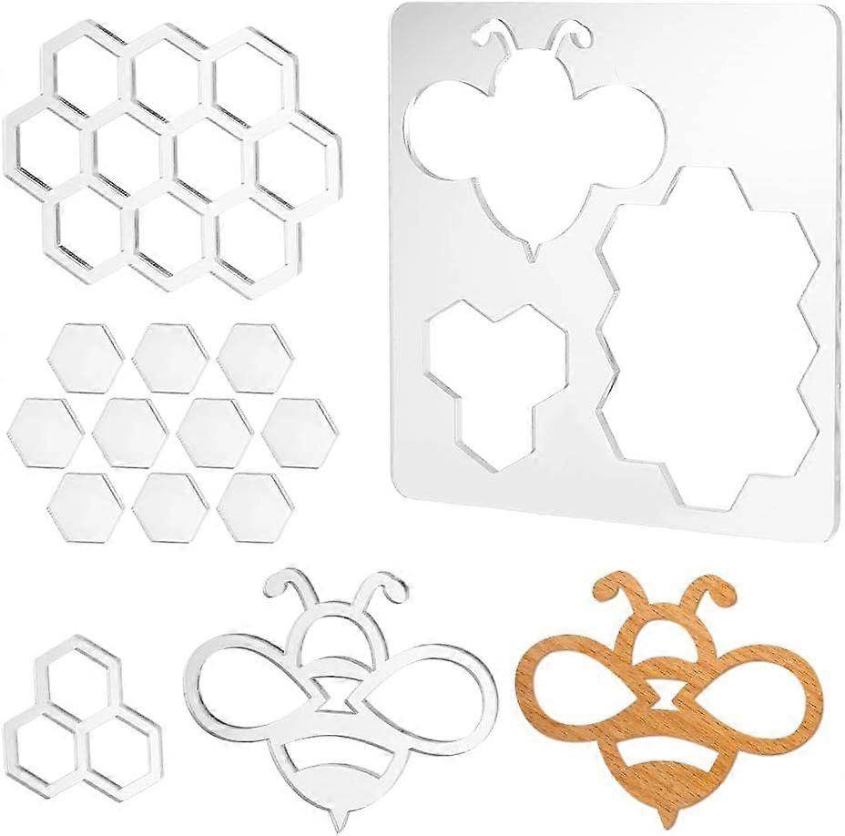 Router Template for Woodworking Honeycomb Router Jig Templates Clear Acrylic Bee Inlay Templates 3 in1 Craft Templates Router Stencils for Wooden Proj