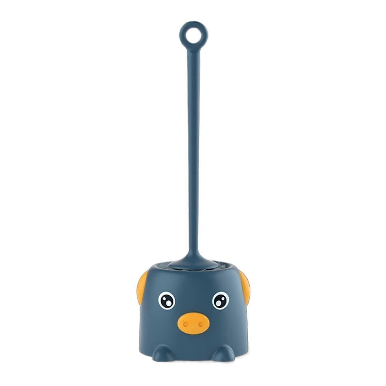 Toilet Brush with Soft Bristles, Long Handle and Base for Bathroom Cleaning, 50cm Blue