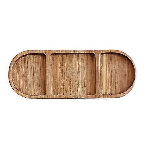 Wooden Serving Tray 3Grid Natural Rustic Solid Wood Platter for Salad Fruit Bread Cookies