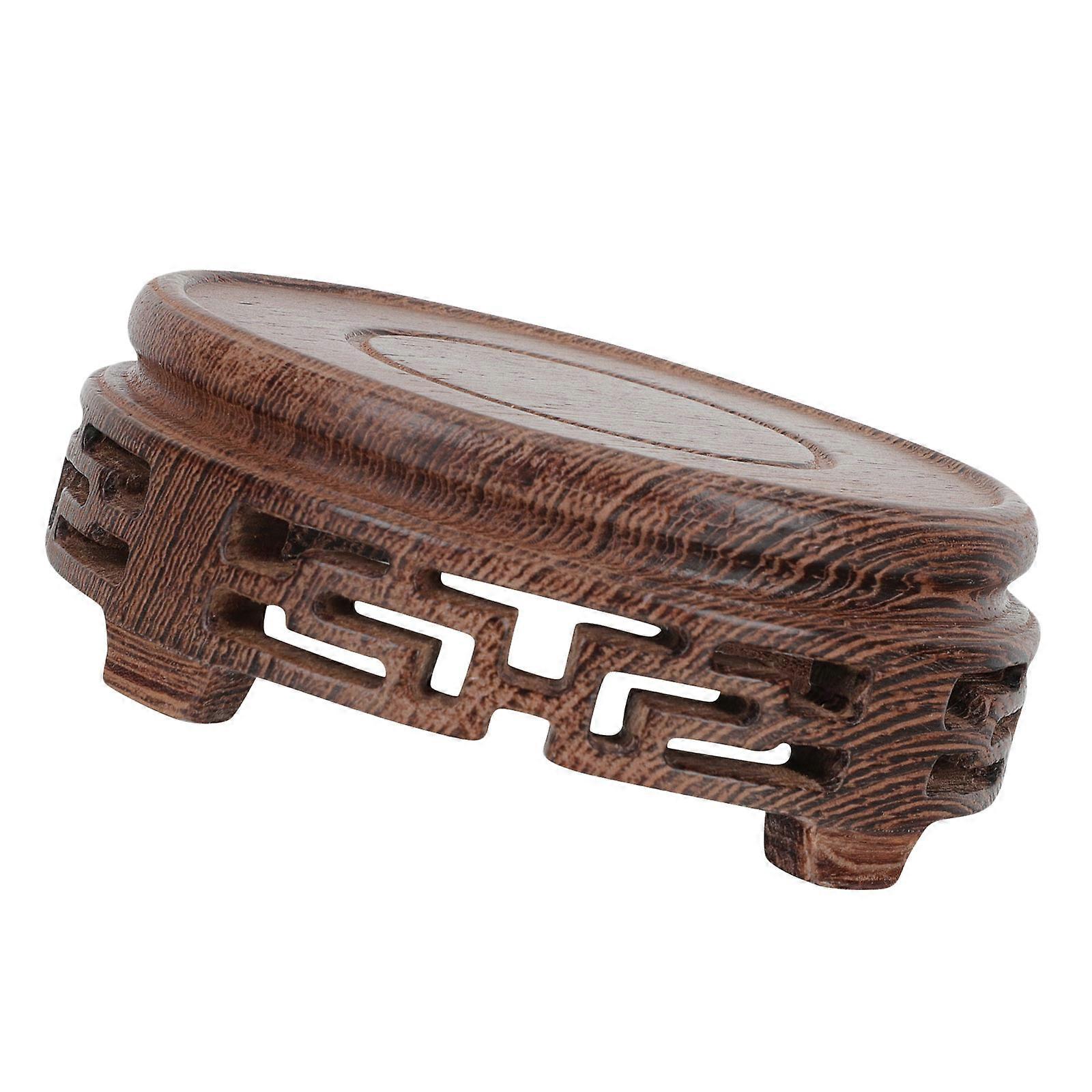 Light Brown Wooden Vase Base for Teapot Display Stand